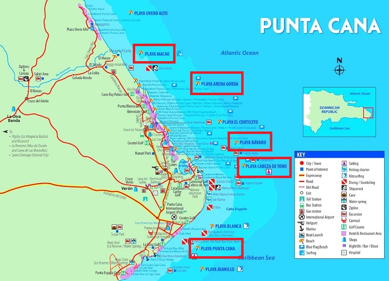 5 praias imperdíveis para conhecer em Punta Cana: Mapa