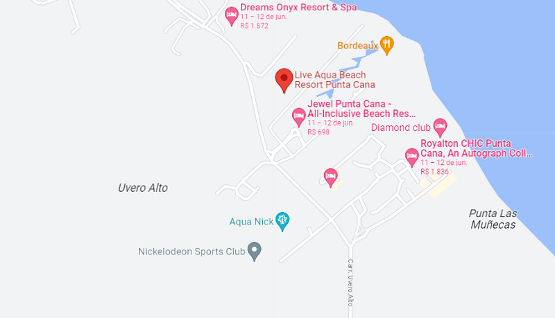 Localização do All Inclusive Live Aqua Beach Resort Punta Cana
